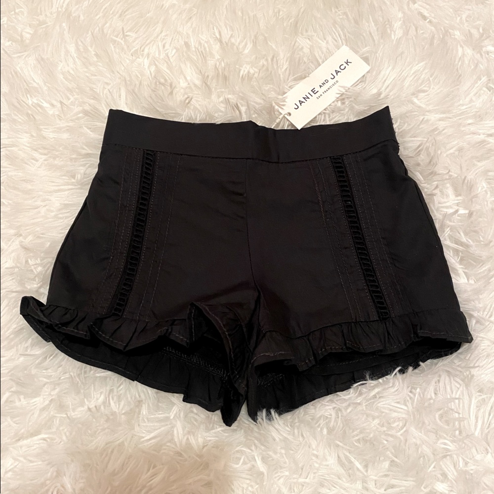 NWT black Janie and Jack ruffle hem shorts 12-18 months